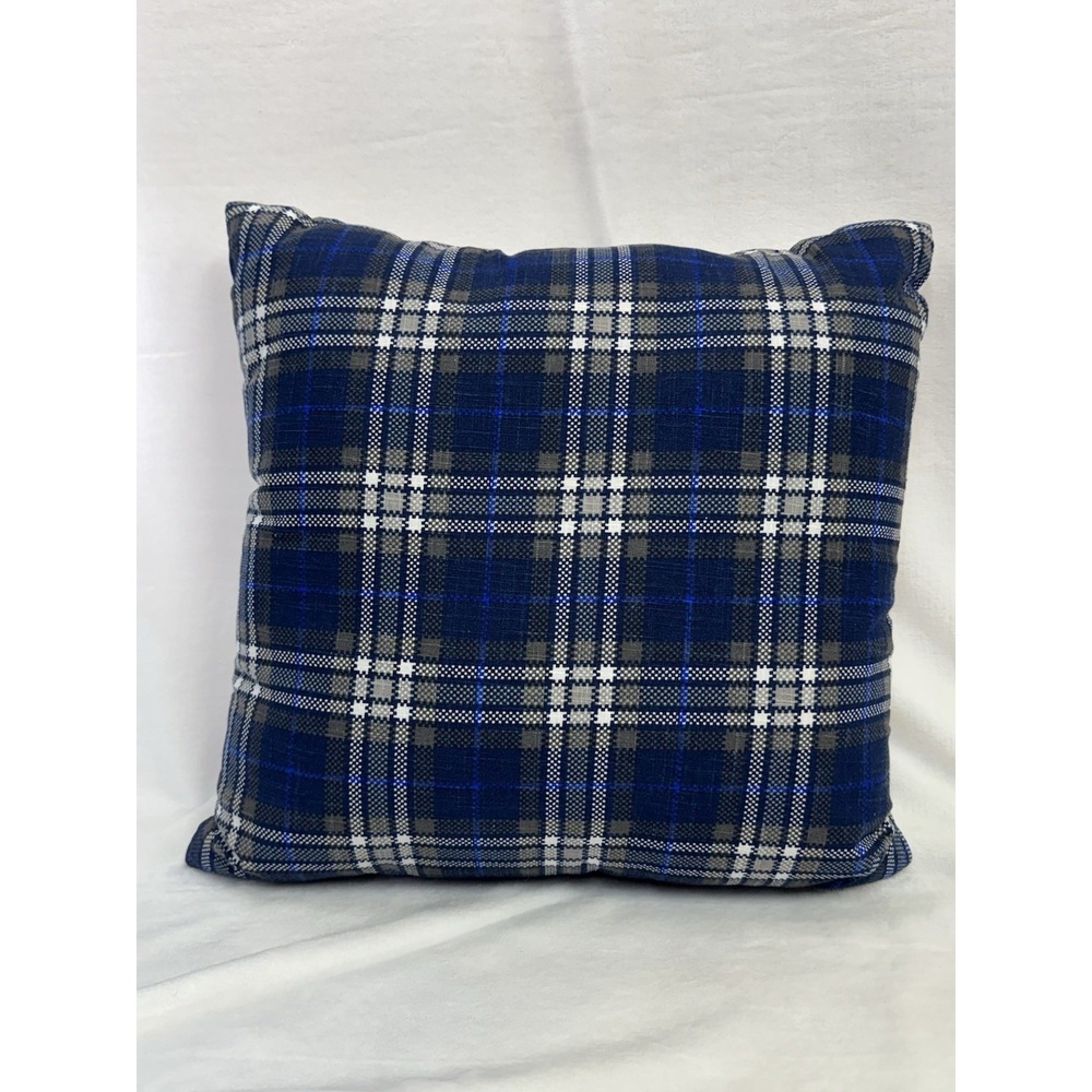 Blue/Gray Plaid Reversible Throw Pillow by Room Essentials 18x18 NEW!